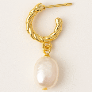 Pendientes dorados con perla natural