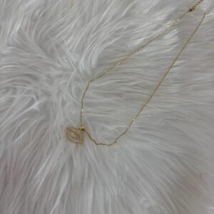 Collar Labios con Zirconias Doradas