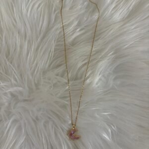 Collar Luna Creciente Rosada con Zirconias